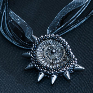 Handmade Happiness silver punk spikes <b>statement</b> <b>necklace</b> Black - Product Image 1