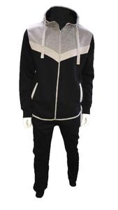 NEW <b>Mens</b> Contrast V Panel Full Zip <b>Tracksuit</b> Top & Slim Fit Jog Track Pants S-<b>XL</b> - Product Image 2