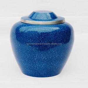 Urna de cremación para adultos de aluminio azul personalizada con capacidad de 220 pulgadas cúbicas para servicios conmemorativos Razvi International - Product Image 1