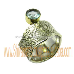 Beautiful 925 Sterling <b>Silver</b> Rhodium <b>Eternity</b> Vermeil <b>Rings</b> Genuine Blue Topaz Gemstone Fashionable Wedding Party Jewelry - Product Image 2