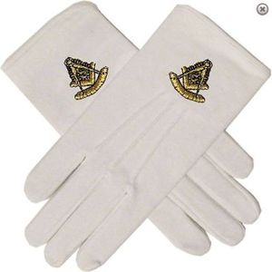 Gants maçonniques en coton brodé 100% gant en coton blanc lourd gant de broderie maçonnique - Product Image 1