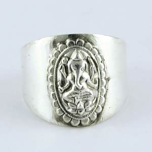 Lord Ganesh-Anillo de Plata de Ley 925 liso, joyería fina, joyería de plata - Product Image 2