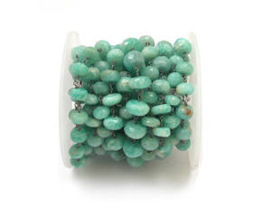 Beautiful Amazonite Beads Wire Wrapped Black Rhodium Gemstone Beaded Rosary Natural Multi Gemstone Jewelry <b>Chain</b> - Product Image 2