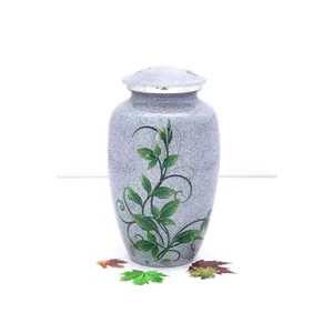 Acquirenti all'ingrosso di urne per cremazione in ottone per adulti foglie di urna funeraria in metallo con Design a scalatore verde