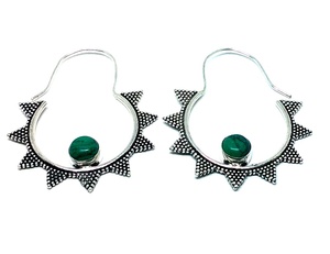 Wholesale <b>Silver</b> Plated <b>Hoop</b> <b>Earrings</b> <b>for</b> <b>Women</b> Turquoise Gemstone Dangle <b>Silver</b> Color Round Shape Wedding Jewelry - Product Image 4