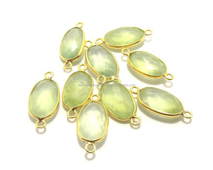 Prehnite เหลี่ยมเพชรพลอยเชื่อมต่อคริสตัลเครื่องประดับทำทองรูปวงรี14x16mm คู่ประกัน - Product Image 5