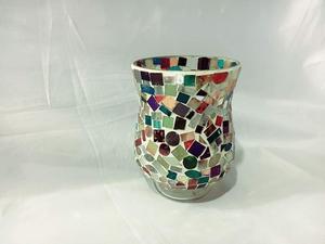 Bougeoirs en verre mosaïque, fabrication artisanale indienne, bougies personnalisées de luxe, couleur unique, pots en verre uniques, bougies parfumées - Product Image 3