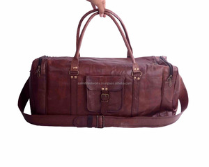 Bagages de voyage vintage faits à la main marron 100% en cuir véritable polochon sacs de sport sacs de fitness sacs à main fourre-tout bandoulière sacs à bandoulière - Product Image 4