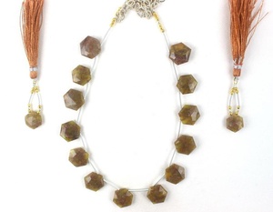 Natural <b>Bronze</b> Agate Gemstone Faceted Hexagon Shape With Earring Handmade Necklace Women <b>Jewelry</b> Wholesale - Product Image 1