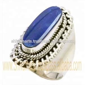 Lujoso gran oferta 925 plata esterlina lapislázuli piedra preciosa anillo eternidad Vermeil anillos hermosa moda plata joyería mayorista - Product Image 2