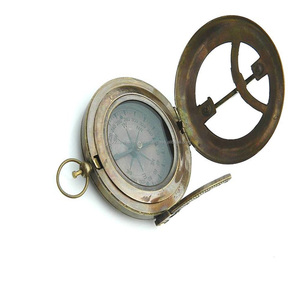 Antique Nautical <b>Vintage</b> Directional Magnetic Sundial Clock Pocket Brass Sundial <b>Compass</b> With Handmade Leather Case - Product Image 4