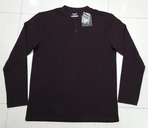 Vêtements en surplus, étiquettes de marque, t-shirt pour homme à manches longues, col rond, polyester/coton, teint en pièce, uni, multicolore - Product Image 2