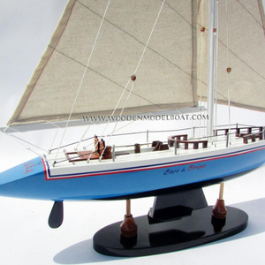 CADEAU DE BATEAU À VOILE STARS & STRIPES-ARTISANAT DU VIETNAM-MODÈLE DE BATEAU EN BOIS-HAUTE QUALITÉ - Product Image 1
