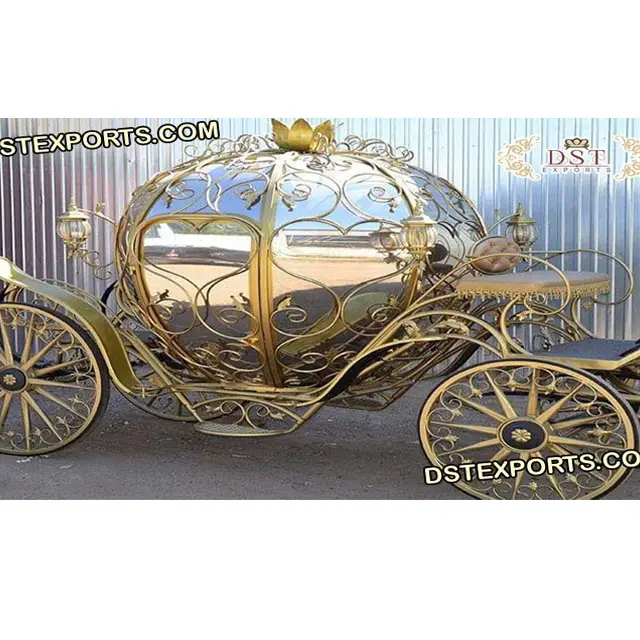 Stile zucca oro metallo cenerentola carrozzina regina diserbo tema cenerentola Buggy cuore Design Royal cenerentola carrozzina