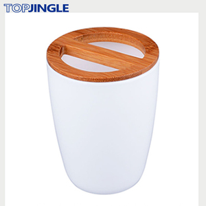 Soporte para cepillo de dientes con forma de cilindro redondo moderno blanco/amarillo ecológico de poliresina - Product Image 5