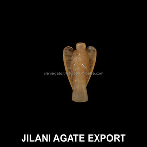 Venta al por mayor 2 pulgadas Jilani amarillo cuarzo Aventurina piedras preciosas semipreciosas decoración del hogar Feng Shui Ángel tallado artesanía arte - Product Image 1