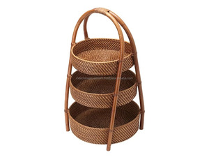 3 Tiers Rattan Shelf / Durable Rattan Rack for Home <b>Holder</b> - Product Image 6