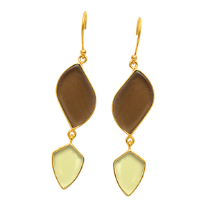 925พลอยควอทซ์สโมคกี้ทำด้วยมือรูปทรงแฟนซีต่างหูแฟชั่นสำหรับเป็นของขวัญแต่งงาน - Product Image 1