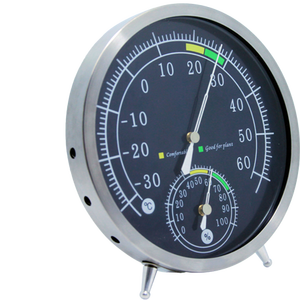 Hygromètre à cadran argenté et thermomètre d'intérieur 13 cm de diamètre - Product Image 6