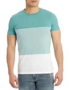 เสื้อยืดแขนสั้นผ้าคอตตอนลายขวางสำหรับผู้ชายทรงเข้ารูปผ้าคอลเลกชั่นไซส์ใหญ่พิเศษ - Product Image 1