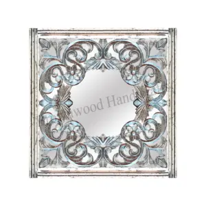 Panel de espejo de pared de MDF tallado a mano de lujo, espejo antiguo tallado de diseño moderno para decoración de hogar y oficina a precio de descuento - Product Image 1
