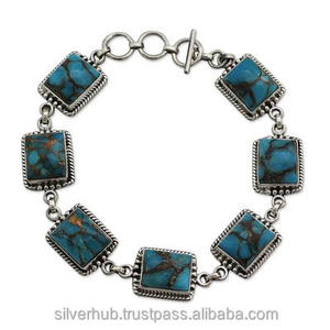 Unique 925 Stealing Silver Cobre Turquesa Pulsera hecha a mano - Product Image 1
