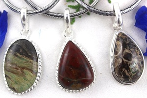 92.5 argent Sterling mélange forme naturel rouge et paysage jaspe pierres précieuses pendentif hommes bijoux hommes cadeau pierre à la mode - Product Image 5