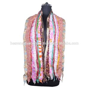 Bufanda Vintage de seda para mujer, accesorio de tela de retales de 10x70, multicolor, SC012 - Product Image 2