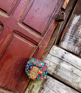 Bolso de mano personalizado de Estilo Vintage para mujer, bolsa de mano de noche con piedras de mosaico multicolor, venta al por mayor - Product Image 2