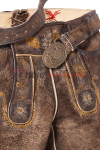 ISONZ Lederhosen traditionnels allemands en cuir vieilli de style vintage pour hommes, broderie personnalisée attrayante - Product Image 3