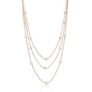 Multi <b>Layered</b> Zircon Stone Wholesale 925 <b>Sterling</b> <b>Silver</b> <b>Necklace</b> - Product Image 1