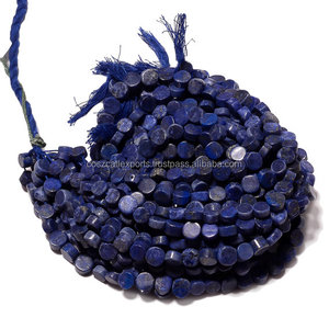 Gros bleu Lapis Lazuli perles en vrac forme de pièce de monnaie 7mm-14 pouces brin pour la fabrication de bijoux - Product Image 1