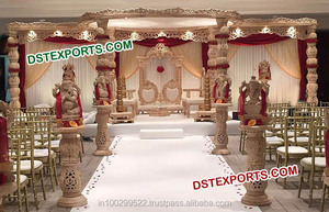 Mandaps jumeaux en bois pour mariage, artisanat, mandap en bois, cérémonie indienne gujaratienne, mandap en bois pour mariage, décoration d'événements en Australie - Product Image 2