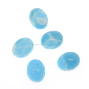 Synthetic <b>Larimar</b> 9x7mm Oval Cabochon 1.35 Cts Man-Made Loose Gemstone for <b>Jewelry</b> - Product Image 1