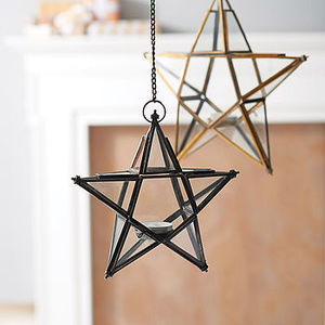 Lanternes et pots à bougies suspendus en fer faits à la main pour la décoration de la maison ajoutant une ambiance étoilée à votre espace - Product Image 2