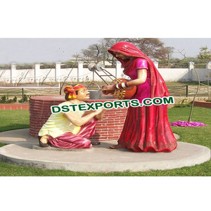 La cultura Punjabi de fibra de estatua Punjabi pueblo tema estatuas shoni-mahiwal staue con - Product Image 1