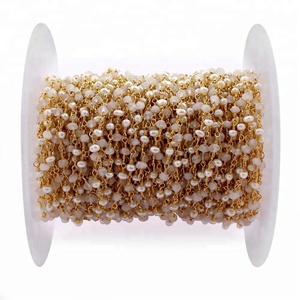 Un Pied de Lune Avec Perle Plaqué Or Fil Enroulé Lien Chapelet - Product Image 1