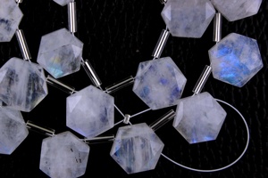 ลูกปัดพลอยสีรุ้งทรงหกเหลี่ยมทรงเหลี่ยมเพชรพลอยสีไฟธรรมชาติ1เส้นการทำเครื่องประดับแบบทำมือ - Product Image 3