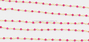 Collar de Rosario Chapado en Oro con Cuentas de Piedras Preciosas Facetadas Redondas de Rubí Nanplanetsilver de 2-2.5 mm para Bodas, Fiestas y Aniversarios - Product Image 2
