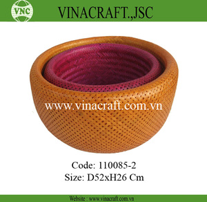 Bambu Bols gigognes à double paroi Design ange élégant Plateau de cuisine pour le stockage des fruits Tissage Artisanat Rouge Orange Panier - Product Image 3