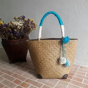 Natural product straw woven bag summer beach tote handbag wholesale handmade