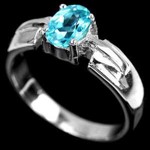 WINSOME NATUREL PARAIBA BLEU APATITE OVALE STERLING BAGUE EN ARGENT 925 TOUTES TAILLES - Product Image 3