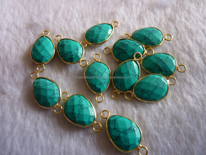 Lunette de connecteur de pierres précieuses turquoise pour la fabrication de bijoux à bricoler soi-même en argent sterling avec placage à l'or pour la mode féminine - Product Image 4
