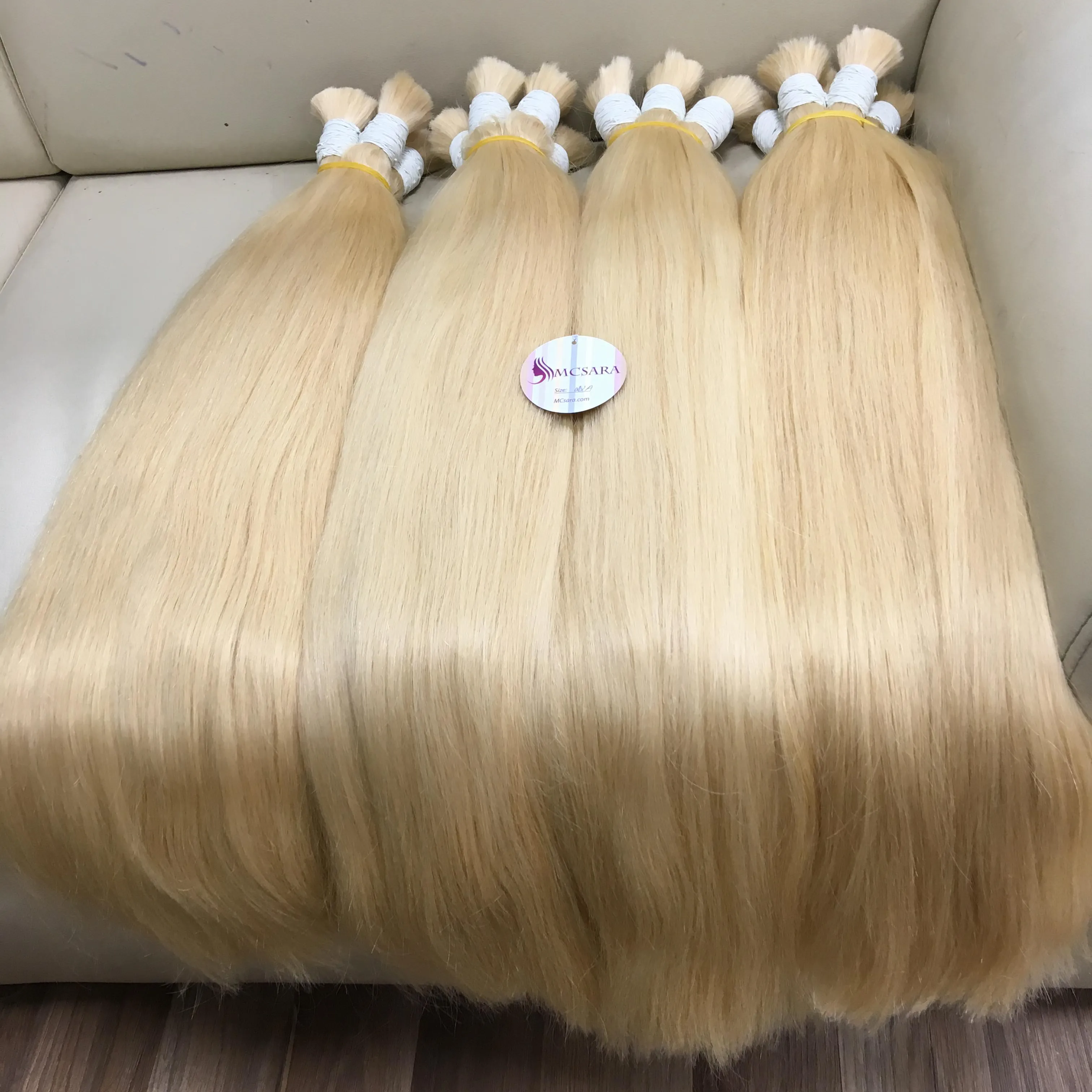 Wholesale Price 40 inches (100cm) Vietnamese Human Hair Wigs Blonde Color Bulk Hair Extension cuticle aligned