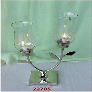 Bougeoir Hurricane à deux piliers avec cheminée en verre - Product Image 1