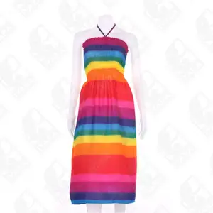 Wholesale Rainbow Printed Smocked Maxi Dress