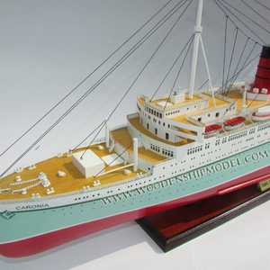 Modèle de bateau nautique en bois RMS CARONIA, artisanal, peint, décoration d'intérieur, cadeau original - Product Image 1