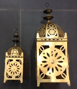 Moroccan <b>Gold</b> Handmade Hanging <b>Lantern</b> for Home Office Wedding Decor; Durable Candle Holders & <b>Lanterns</b> by Art India Collections - Product Image 2