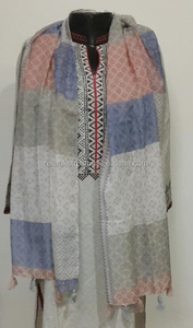 Bufandas de gasa estampadas de otoño con flecos de pompón Estilo largo Sensación de seda Mujeres musulmanas Algodón de poliéster - Product Image 5