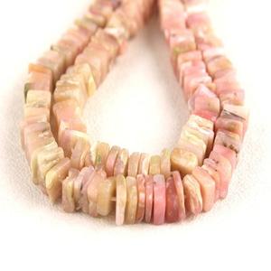 16"Long Strand Natural Pink Peruvian Opal Gemstone Smooth Square Shape <b>Heishi</b> <b>Beads</b> Jewelry Making Necklace - Product Image 1
